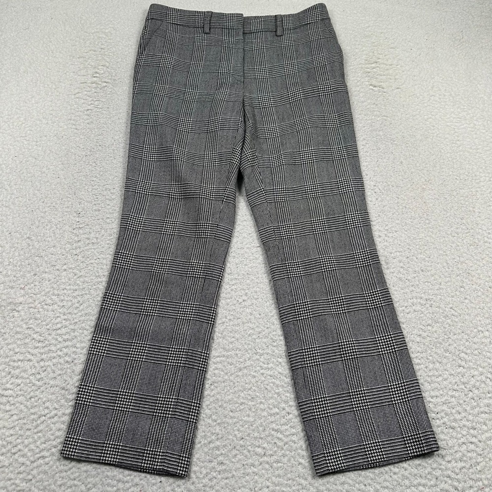 Frame Plaid Cropped Perfect Trouser Womens 4 Noir Multi‎ Black Wool Blend Pants